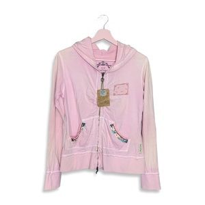 Women’s Major De* Lema? Zip Up Hippie Patchwork Distressed Hoodie Size Medium